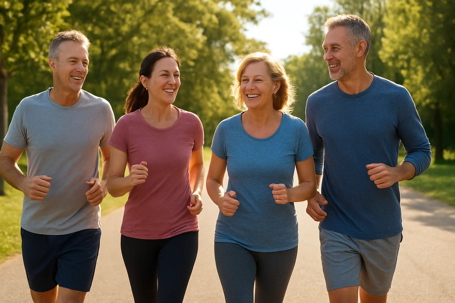 Effective exercises to delay ageing – middle-aged adults staying fit with natural workouts.