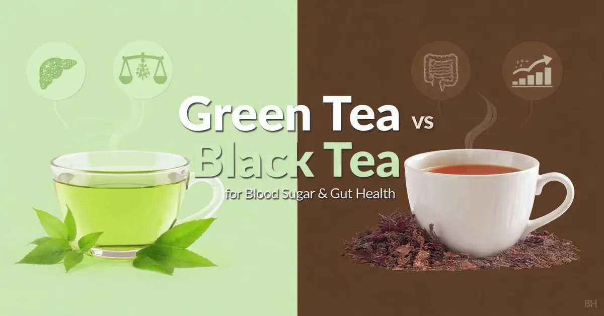 Green Tea vs Black Tea comparison for blood sugar and gut health