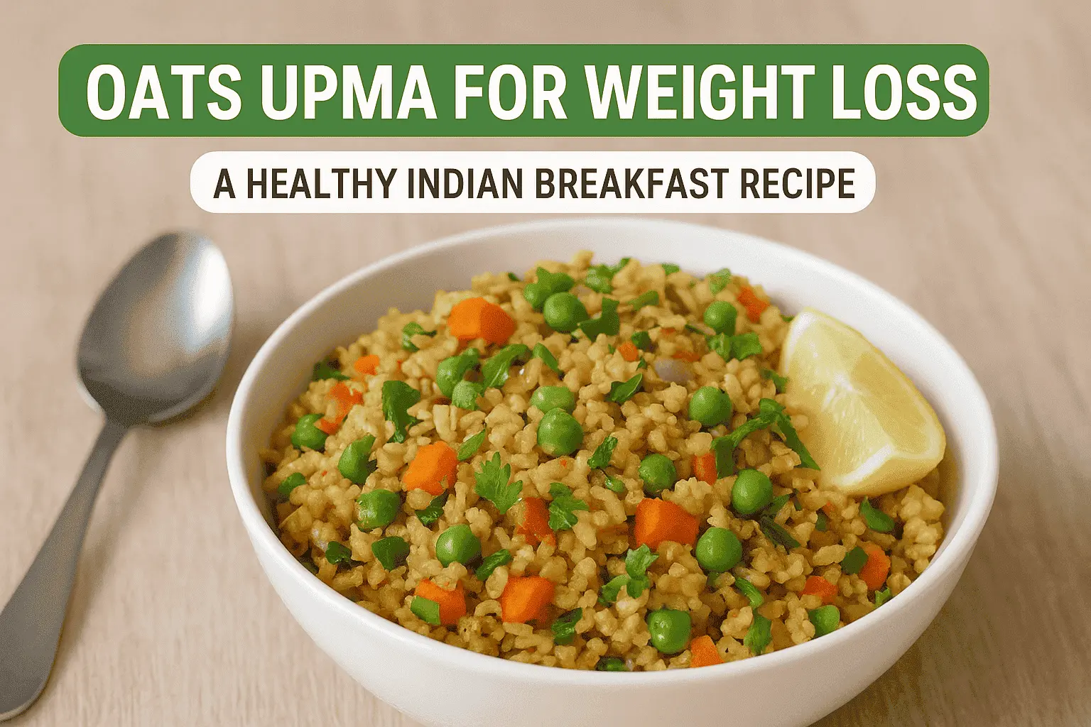 A healthy bowl of oats upma garnished with vegetables, served as a nutritious Indian breakfast for weight loss.