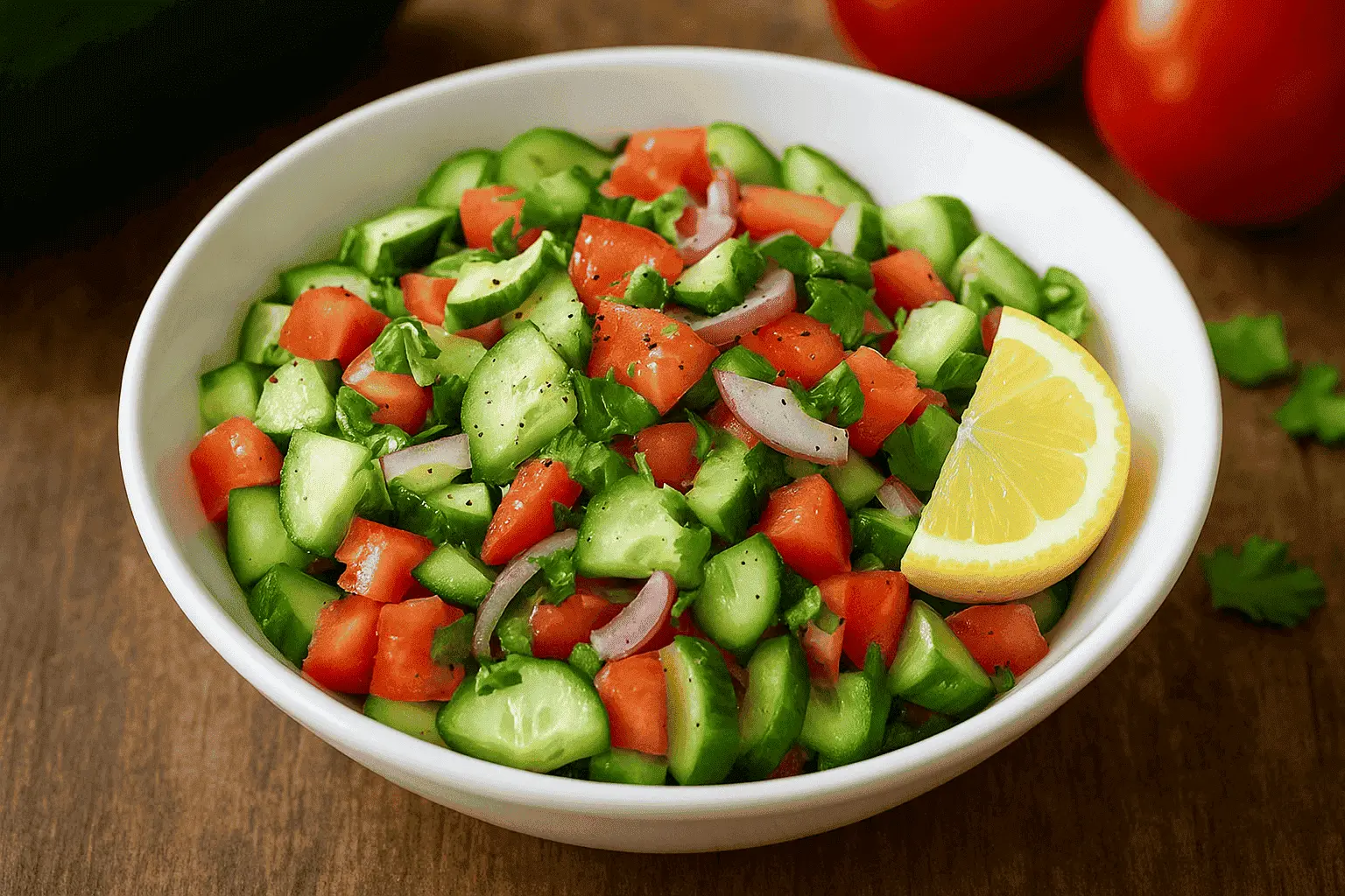Protein-rich sprouts salad with tomato and cucumber