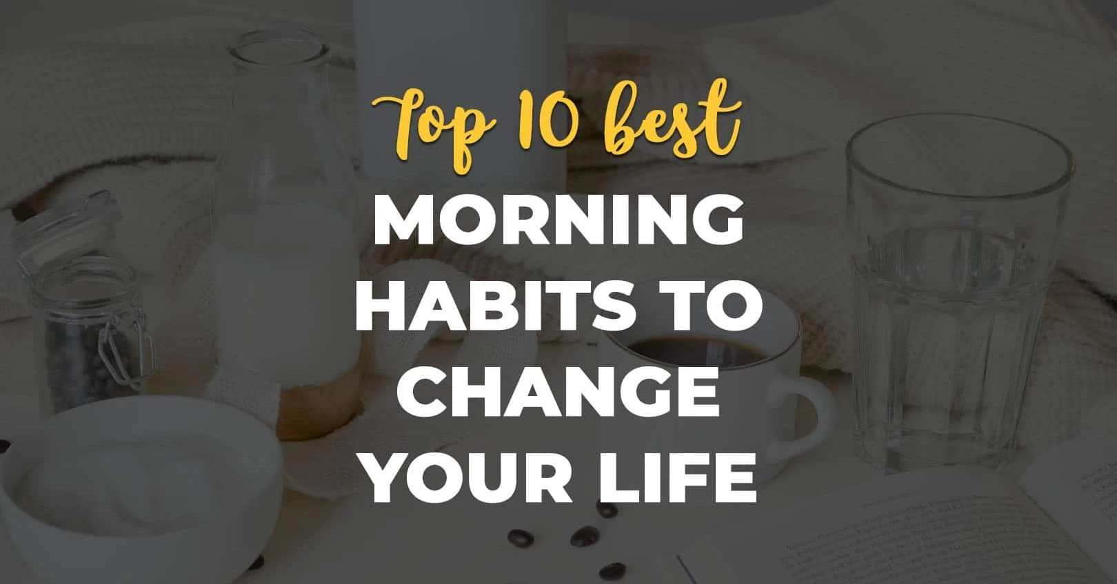 "Illustration of diverse morning habits from different countries, including yoga, tea, coffee, beach exercise, and healthy breakfasts, symbolizing global wellness and positivity
