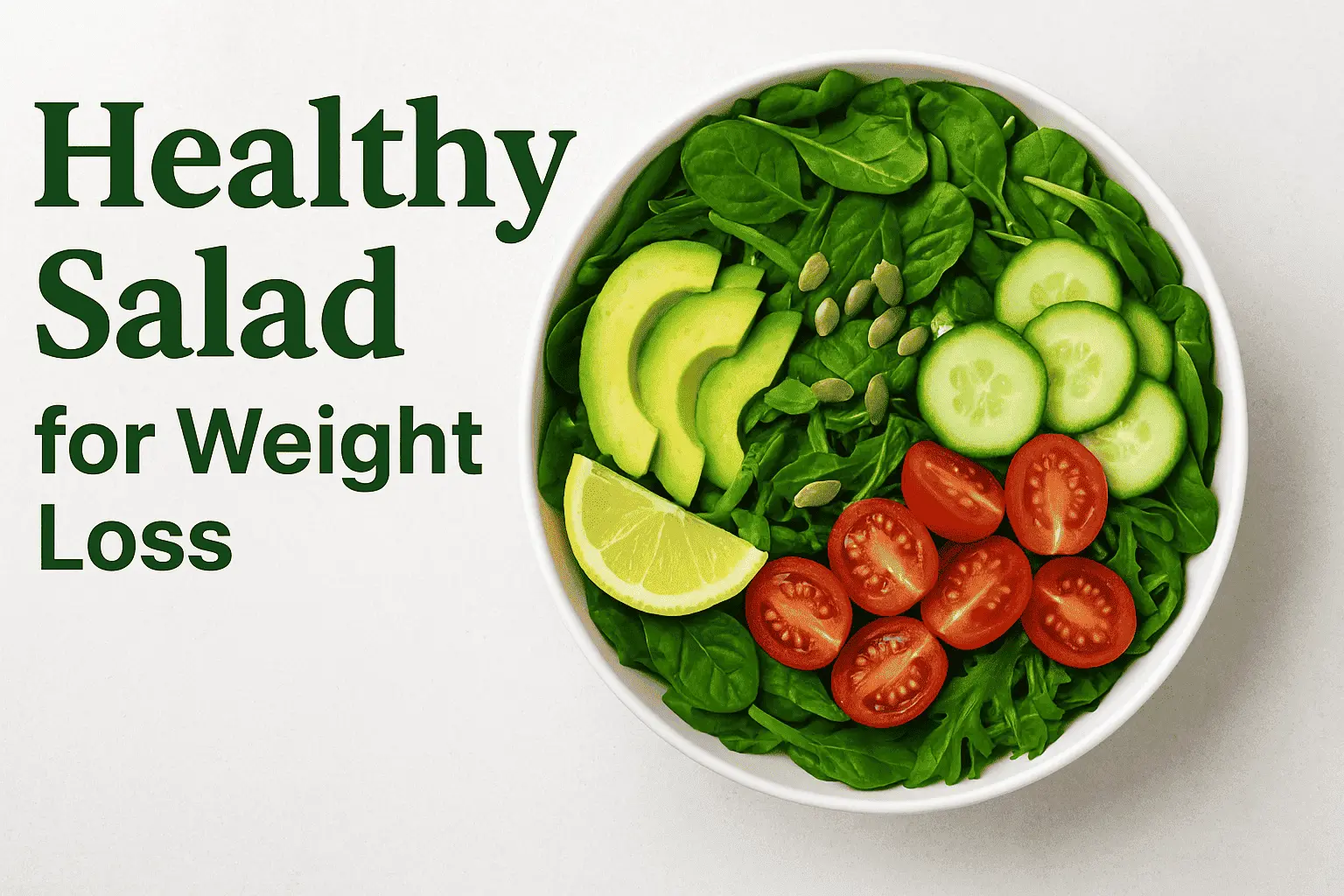 Healthy salad for weight loss with greens, avocado, and fresh veggies