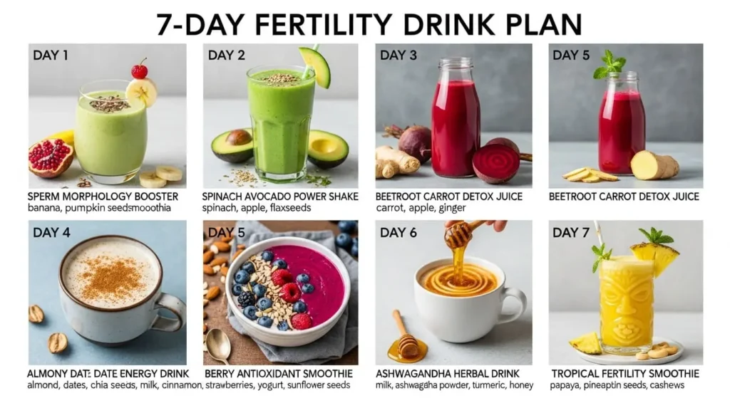 7-Day Fertility Drink Plan Calendar with Daily Recipes