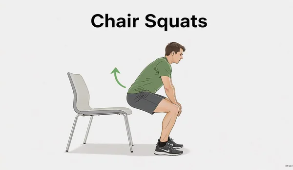Chair squats desk exercise for office fitness