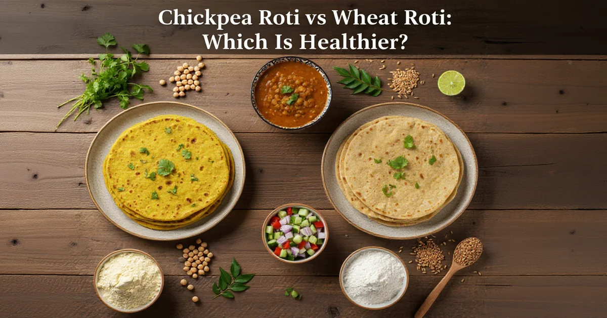Chickpea roti vs wheat roti comparison – healthy Indian flatbreads for weight loss and diabetics