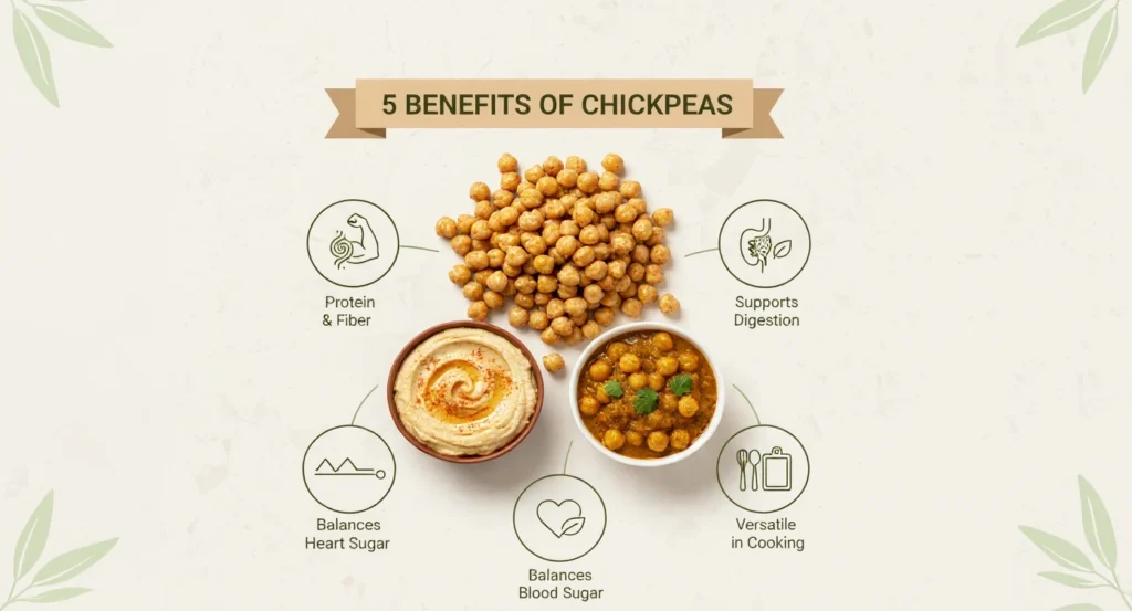 Chickpeas nutritional benefits with protein, fiber, and heart health advantages