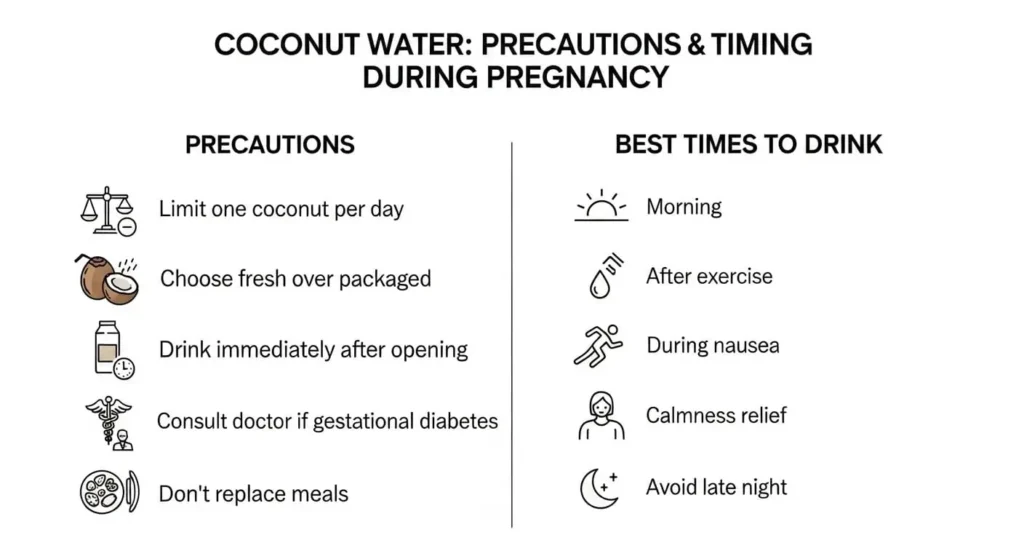 Coconut water precautions and best times to drink during pregnancy