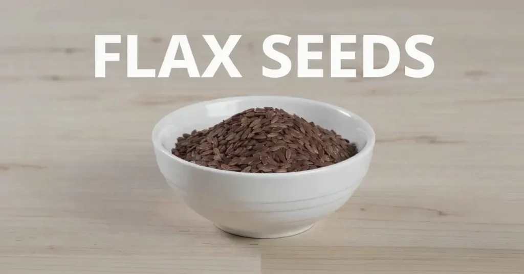Ground flax seeds in a spoon for heart and hormonal health