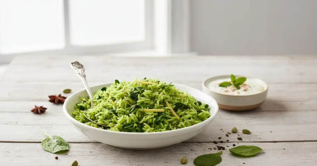 Palak Rice Recipe – Healthy Spinach Pulao