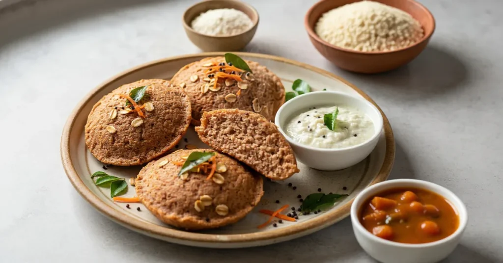 Steamed Ragi and Oats Rava Idlis in idli stand – healthy South Indian breakfast recipe for weight loss and diabetes
