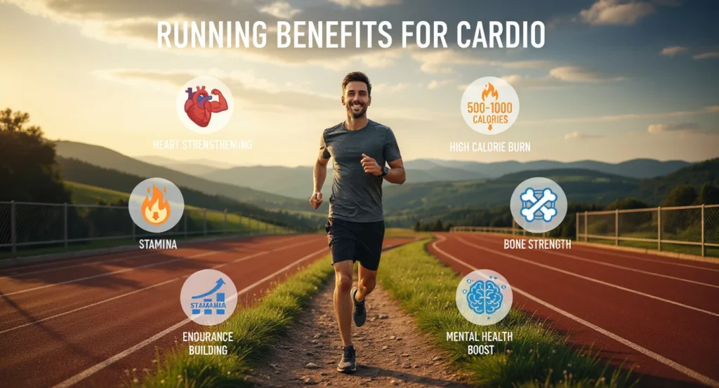 Person running on a trail to improve cardiovascular health