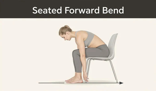 Seated forward bend desk stretch for flexibility