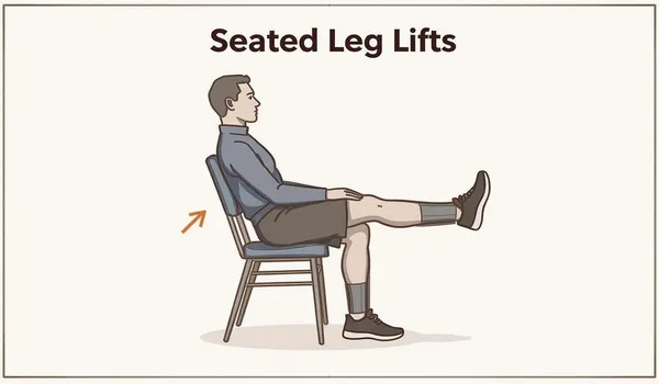 Seated leg lifts exercise at office desk