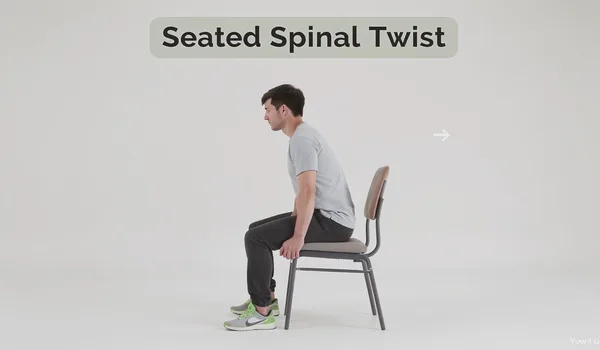 Seated spinal twist exercise for desk job back pain relief