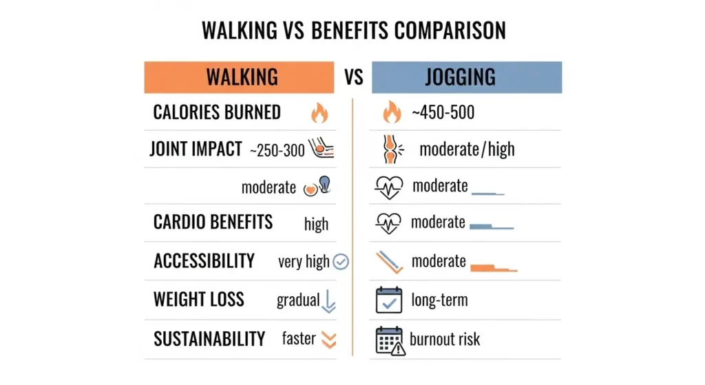 Comparison of walking and jogging benefits