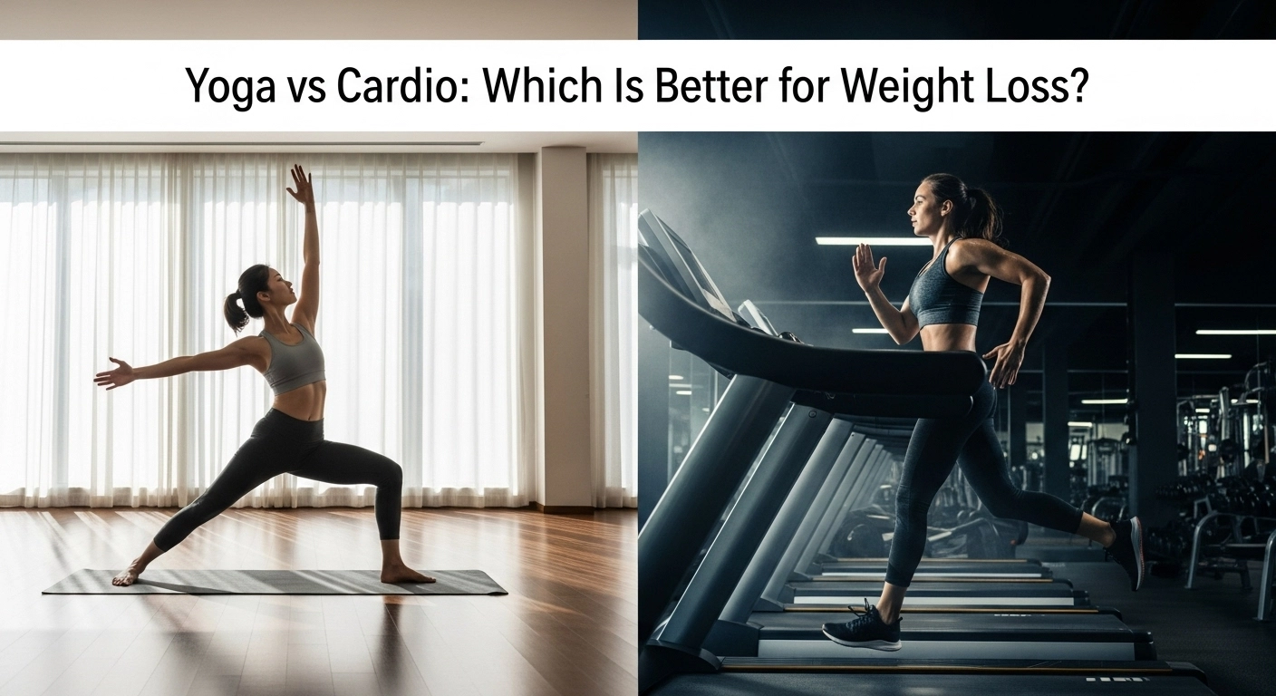 Comparison of yoga vs cardio exercises highlighting benefits and differences