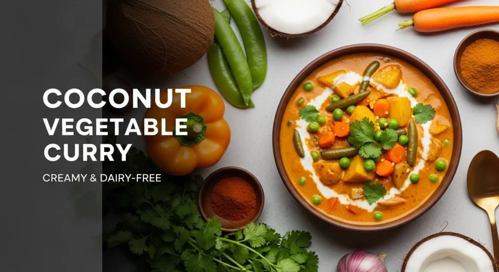 Creamy coconut vegetable curry — a dairy-free vegan recipe full of flavor and nutrition.