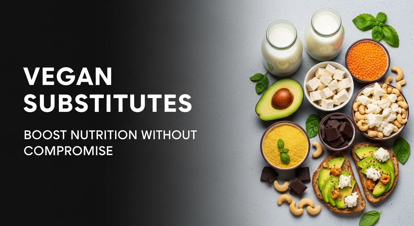 Featured vegan substitutes for healthy plant-based meal