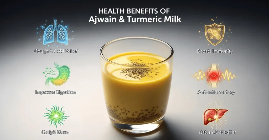 Health benefits of ajwain and turmeric milk for cold and immunity